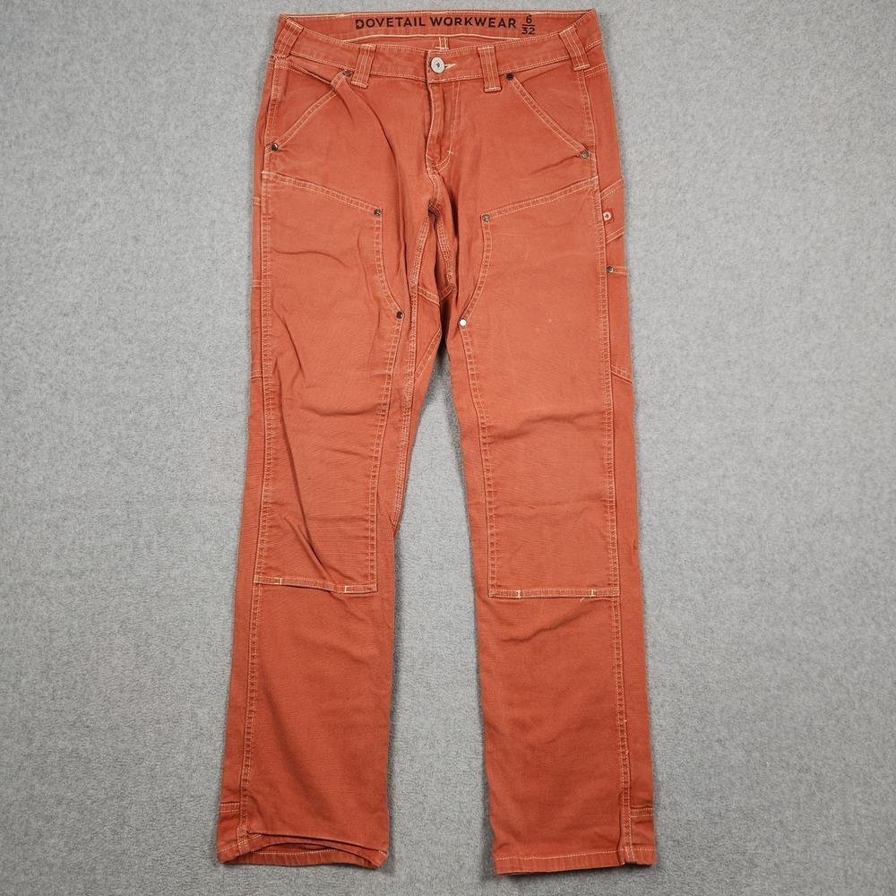 Dovetail Workwear Pants Womens 6x32 Paparika Orange Anna Taskpant Double Knee